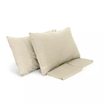 Комплект постельного белья с простынью из хлопка и льна StoneWashed без глажки - Loire Lisola Stone, корда, полуторный