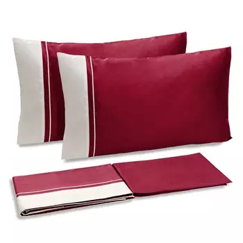 Комплект постельного белья с простынью из хлопкового атласа с контрастными рюшами - Williamsburg Dea, бордо