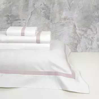 Комплект постельного белья с простынью из хлопкового перкаля - Корсика Lisola, кремовый/лиловый