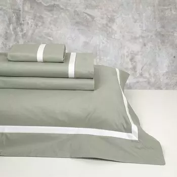 Комплект постельного белья с простынью из хлопкового перкаля - Корсика Lisola, зеленый