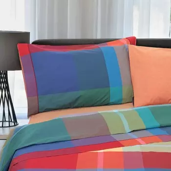 Комплект постельного белья с простынью из хлопкового перкаля, окрашенный в пряже - Norwich Daunex, двуспальный