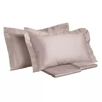 Комплект постельного белья с простынью из однотонного хлопкового атласа - Tresor Creole Home, лиловый, полуторный