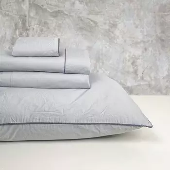 Комплект постельного белья с простынью из хлопкового перкаля с эффектом потертости - Volterra Lisola, серый