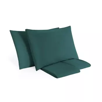 Комплект постельного белья с простынью из чистого хлопка StoneWashed без глажки - Сенна Lisola Stone, изумруд, двуспальный