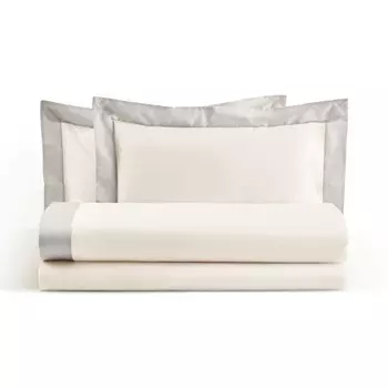 Комплект постельного белья с простынью с атласной каймой - Бриллиант Lisola, устрица, односпальный