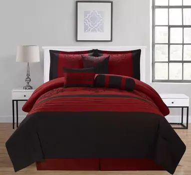 Комплект постельного белья с вышивкой Queen Size Best Linen, бордовый