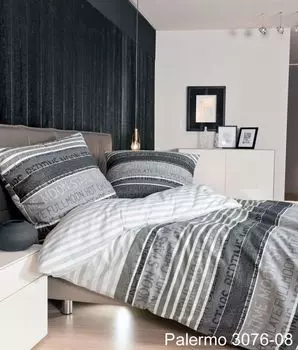 Комплект постельного белья сатиновый Janine Design Mako PALERMO 3076 цвет платина графит размер 155х220+80х80 Original Janine