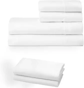 Комплект постельного белья SGI: комплект постельного белья из 4 предметов, плотность нитей 600, 100% египетский хлопок, 2 наволочки (полноценные, белые) SGI bedding