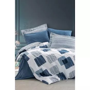 Комплект постельного белья современного двойного пододеяльника Solito Indigo