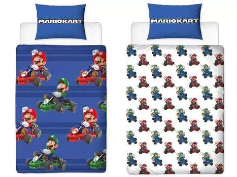 Комплект постельного белья Super Mario Kart Luigi из микрофибры 135/140х200, 60х70 см Super-Mario