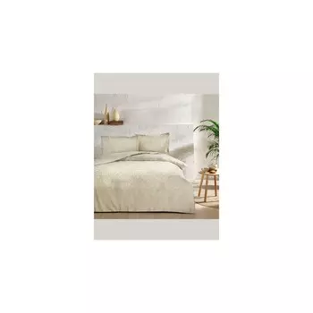 Комплект постельного белья Tac из хлопка и атласа Herta, бежевый, двойной