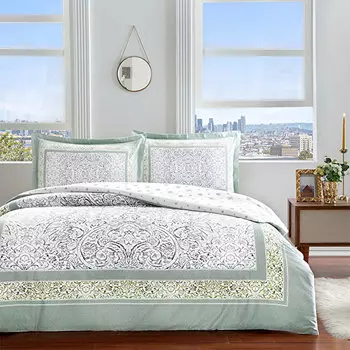 Комплект постельного белья Tac из хлопка и атласа Hamlet Indigo Double