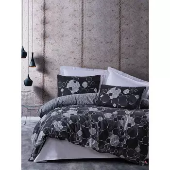 Комплект постельного белья темных одинарных пододеяльников, круглый, серый