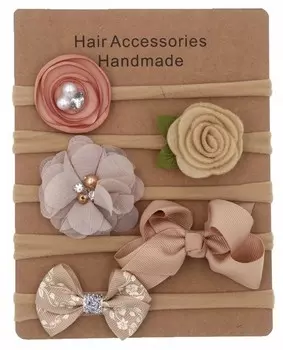 Комплект, Повязки на голову бежевые для девочек, 5 шт Inna Marka