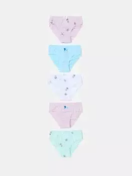 Комплект пяти трусов из органического хлопка с принтом «Эльза» Ovs, цвет pink/ light blue