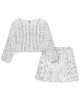 Комплект привычных пайеток с бахромой Habitual, серый