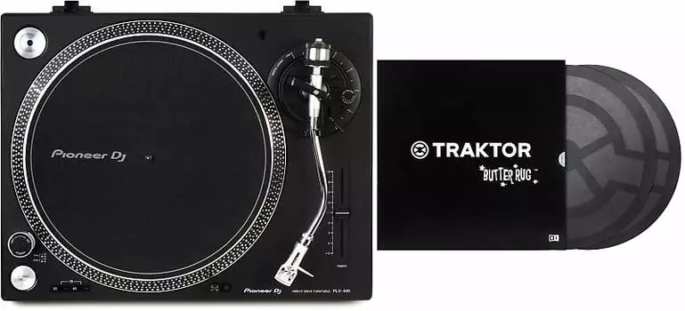 Комплект проигрывателей Pioneer DJ PLX-500 с прямым приводом и ковриками Traktor Butter от Native Instruments Коврики для диджеев с логотипом Traktor