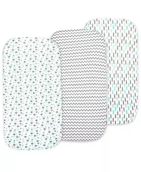 Комплект простыней для детской люльки для мальчика и девочки, 3 шт., универсальный, подходит для матрасов для люльки овальной, песочной и прямоугольной формы, простыни на подогнанной основе Bublo Baby, синий