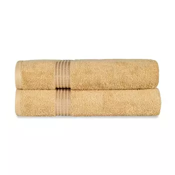 Комплект простыней для ванной из 2 предметов из цельного египетского хлопка Superior Derry, золотой, цвет Gold