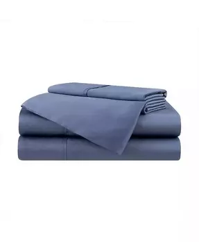 Комплект простыней из эвкалипта (размер двуспальной кровати), 1 плоская простыня, 1 простыня на резинке, 2 наволочки, ультрамягкая ткань, дышащая и охлаждающая, экологически чистая Aston and Arden, синий