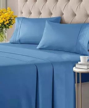 Комплект простыней из микрофибры из 4 предметов — Twin Extra Long CGK Unlimited, синий