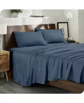 Комплект простыней из органического хлопка и сатина Twin XL Bare Home, синий