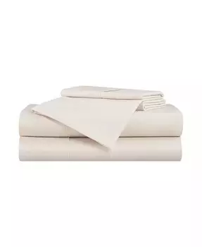 Комплект простыней из вискозы из бамбука, ультра-шелковистые роскошные простыни, 1 плоская простыня, 1 простыня на резинке, 2 наволочки, регулирующие температуру, дышащие, из экологически чистых источников Aston and Arden, бежевый