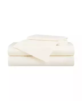 Комплект простыней из вискозы из бамбука, ультра-шелковистые роскошные простыни, 1 плоская простыня, 1 простыня на резинке, 2 наволочки, регулирующие температуру, дышащие, из экологически чистых источников Aston and Arden, белый