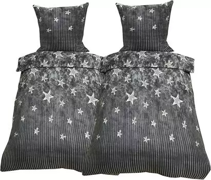 Комплект пушистого постельного белья из 4 предметов 155х220 из термофлиса зимний серого цвета leonado vicenti