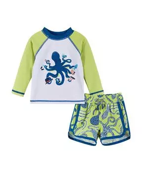 Комплект рашгардов с длинными рукавами для маленьких мальчиков Andy & Evan, зеленый