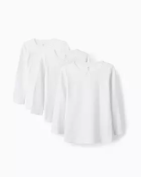 Комплект распашонок для девочек из 100% хлопка с круглым вырезом Zippy, белый