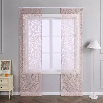 Комплект раздвижных штор Joyswahl с лентой-липучкой, панельные шторы выгорания, раздвижные шторы с цветочным узором феникса, прозрачно-розовые, Ш x В 57 x 145 см, розовый