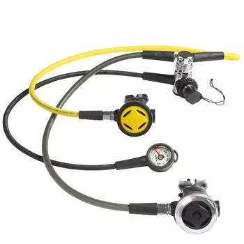 Комплект регулятора + осьминог + манометр + мешок SCD 500 DIN 300 бар SUBEA, черный / светло-серый