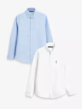 Комплект рубашек Next Long Sleeve Oxford, 2 предмета, синий/белый