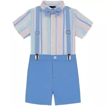 Комплект рубашек с подтяжками IZOD из 4 предметов для малышей и малышей для мальчиков, цвет Multi Stripe