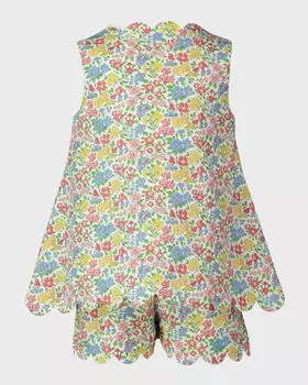 Комплект с фестончатым цветочным принтом для девочек, размеры 2–14 Rachel Riley, цвет Multi