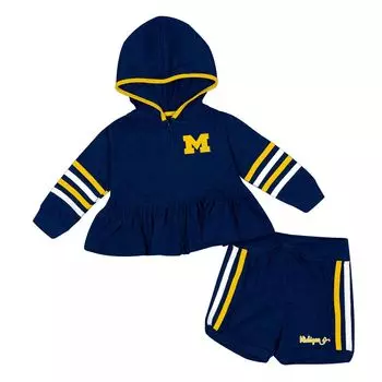 Комплект с капюшоном и шортами на молнии во всю длину для девочек Colosseum Navy Michigan Wolverines Spoonful Colosseum