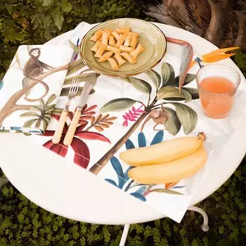 Комплект салфеток на стол из чистого хлопкового атласа с ботаническим узором - Amazonia Napking, листва