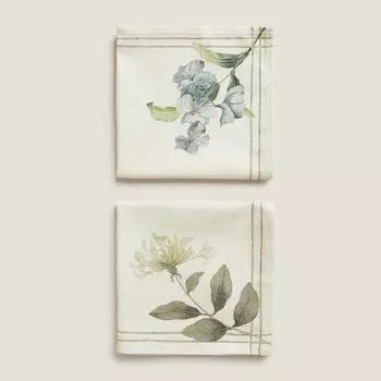 Комплект салфеток Zara Home Botanical Print, 4 предмета, бежевый