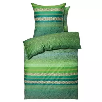 Комплект сатинового постельного белья Bassetti Mako Monreale цвет ЗЕЛЕНЫЙ V1 размер 200х200+2х80х80