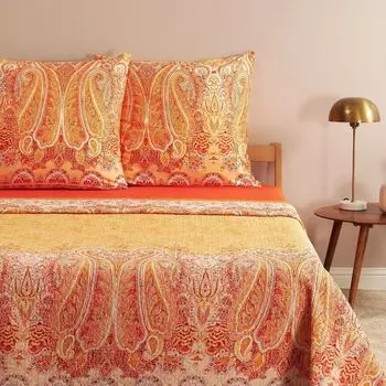 Комплект сатинового постельного белья Bassetti Mako MERGELLINA цвет О1 ОРАНЖЕВЫЙ размер 135х200+80х80