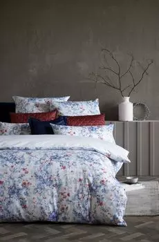 Комплект сатинового постельного белья Curt Bauer Mako дизайн 6218 ESTHER цвет морозно-синий-1279 размер 155х200+80х80 см