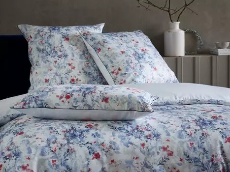 Комплект сатинового постельного белья Curt Bauer Mako дизайн 6218 ESTHER цвет морозно-синий-1279 размер 155х200+40х80 см