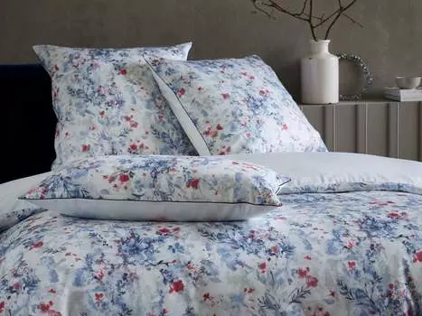 Комплект сатинового постельного белья Curt Bauer Mako дизайн 6218 ESTHER цвет морозно-синий-1279 размер 155х220+40х80 см