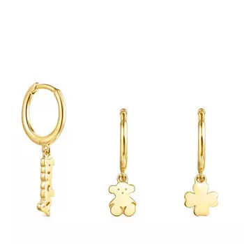 Комплект сережек-колец Tous Good Vibes, серебро позолоченное