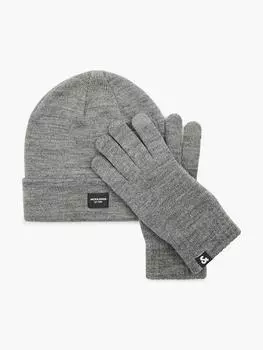 Комплект шапка и перчатки Jack &A; Jones, серый