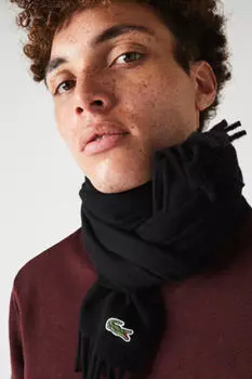 Комплект шарфов унисекс из шерсти и кашемира Lacoste, черный
