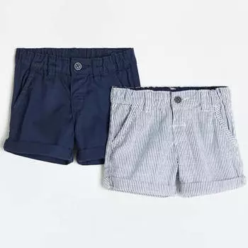 Комплект шорт H&M Cotton, 2 предмета, синий/белый/темно-синий