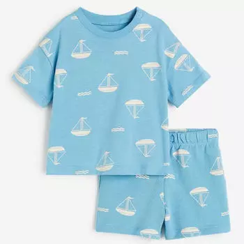 Комплект шорт H&amp;M Cotton Boats, 2 предмета, синий/кремовый
