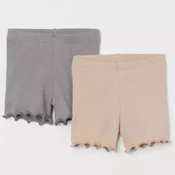 Комплект шорт H&amp;M Ribbed, 2 предмета, бежевый/серый